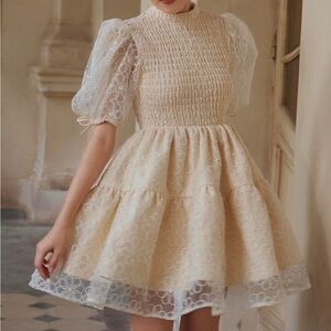 Elegant Cream Lace Dress
